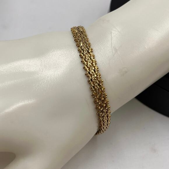 Italy Vermeil Sterling Silver .925 Gold Plated Signed Italy Bracelet - Picture 1 of 12